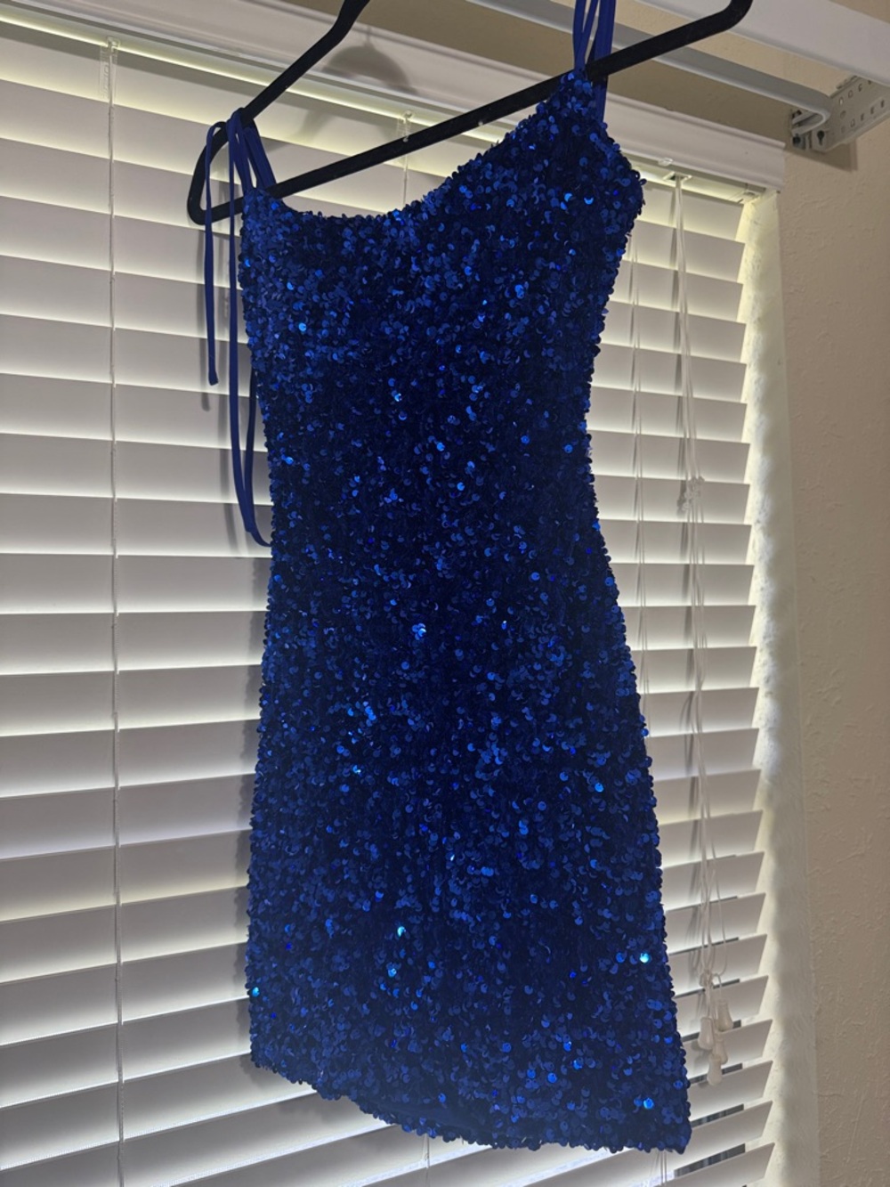 B Darlin Royal Blue Sequin Tie-Strap Mini Dress